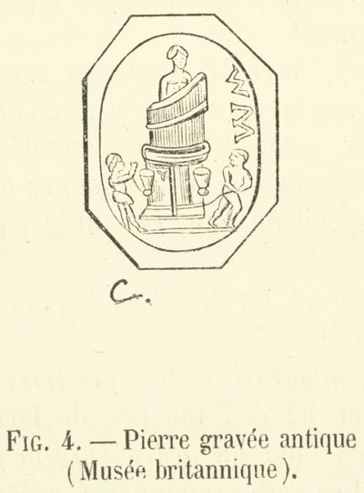 Gammel gravstein, British Museum (gravering) av French School