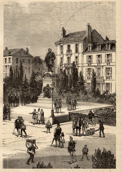 Place Thiers - downtown of the city of Nancy, in the department of Meurthe-et-Moselle, in Lorraine region - engraving in “” PATRIE”” - DESCRIPTION PECTUREQUIREQUE DE LA FRANCE EN 6 VOLUES BY LUCIEN HUARD av French School