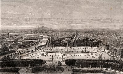 Place de la Concorde in Paris - engraving in “La France illustree: geography, history, statistical administration” by V.A. Malt-Brown. 1884 av French School