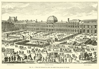 Place du Carrousel i 1680, faksimile av en gravering av Perelle av French School