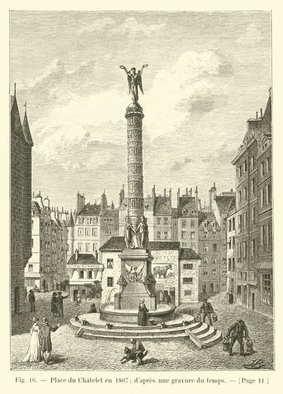 Place du Chatelet i 1807; fra en gravering av tiden av French School