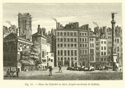 Place du Chatelet i 1818; etter en tegning av Gobelin av French School