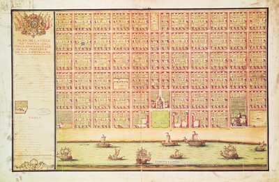Plan over New Orleans, 1738 (wc på papir) av French School