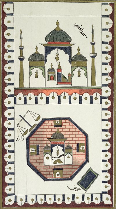 Plan for Al-Aqsa-moskeen og Qubbat Al-Sakhra (Klippedomen), etter et arabisk manuskript fra 1700-tallet av French School