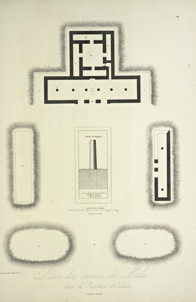 Plan over ruinene av Mitla i provinsen Oaxaca, illustrasjon fra 