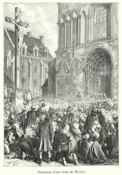 Plante et misjonskors (gravering) av French School