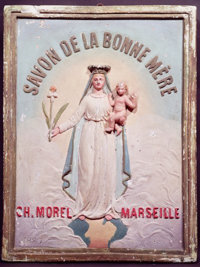 Plakettreklame Savon de la Bonne Mere, 1880 (gips) av French School