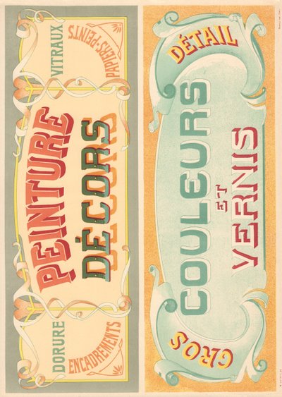 Plate 22: Skiltmodeller for jugendstil bokstavmaler (Maledekor, farger og lakk). av French School