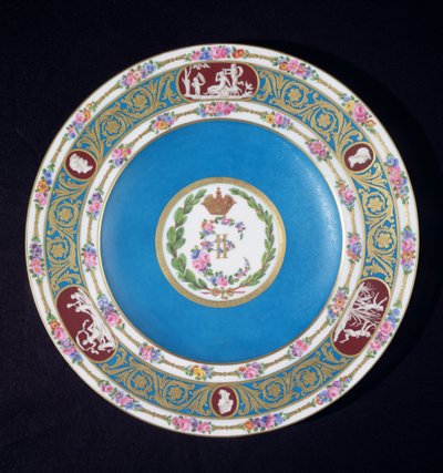 Tallerken fra tjenesten til keiserinne Catherina II (1729-96) av Russland, Sevres, ca. 1779 (porselen) av French School