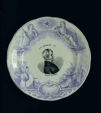 Tallerken med et portrett av Alexandre Brongniart (1770-1847) (keramikk) av French School