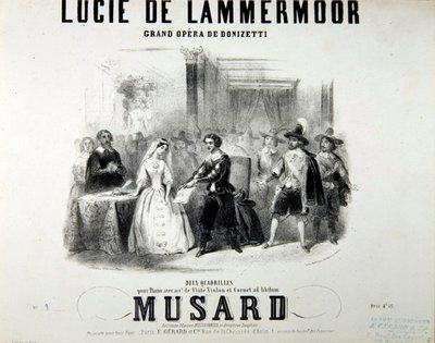 Playbill for operaen Lucie de Lammermoor, av Gaetano Donizetti (1797-1848) Trykt av Bertauts av French School