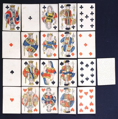 Spillekort, (farget tregravering) av French School