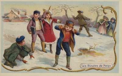 Spille snøballer (chromolitho) av French School