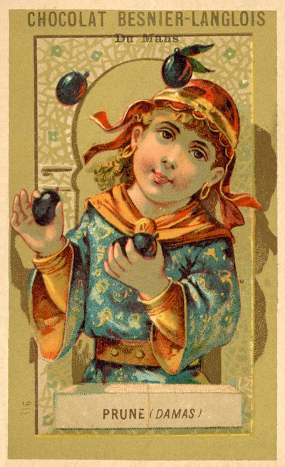 Plommer fra Damaskus (chromolitho) av French School
