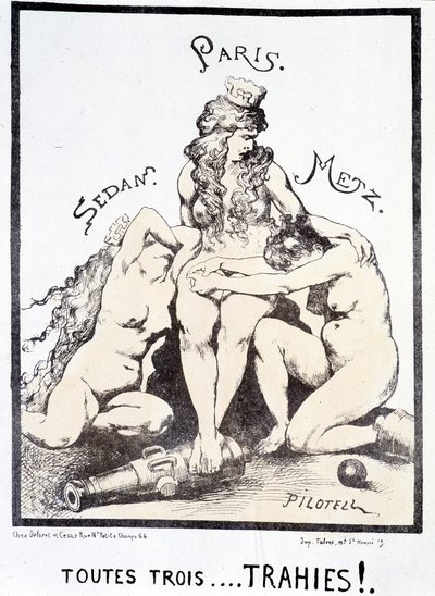 Politisk tegneserie "Alle tre ... forrådt!." av French School