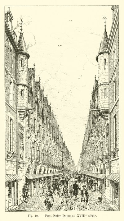Notre-Dame-broen på 1700-tallet av French School