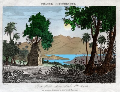 Port Louis på Madagaskar. (gravering, ca. 1850) av French School