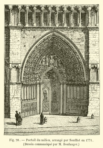 Midtportal, arrangert av Soufflot i 1771, Tegning formidlet av M Boulanger av French School