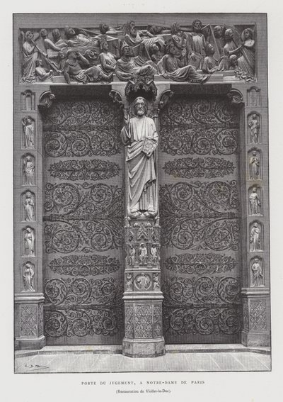 Portalen til den siste dommen, Notre Dame de Paris (litho) av French School