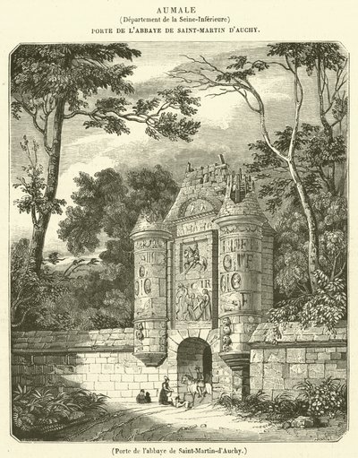 Døren til klosteret Saint-Martin-d#39;Auchy (gravering) av French School