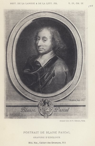 Portrett av Blaise Pascal (litho) av French School