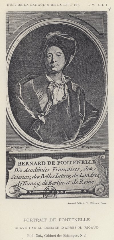 Portrett av Fontenelle (litho) av French School