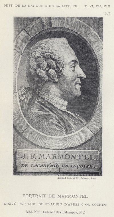 Portrett av Marmontel (litho) av French School