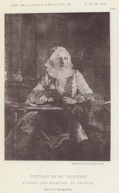 Portrett av Mme Geoffrin (litho) av French School