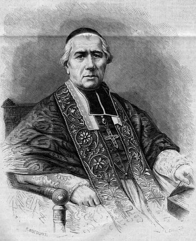 Portrett av Francois Nicolas Madeleine Morlot (1795-1862), erkebiskop av Paris. Gravering i ""Le Monde Illustre"" nr. 299 av 3. januar 1863. av French School