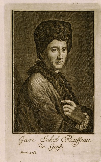Portrett av Jean Jacques Rousseau (1712-1778). Anonymt verk, gravering 1766. Fransk kunst av French School