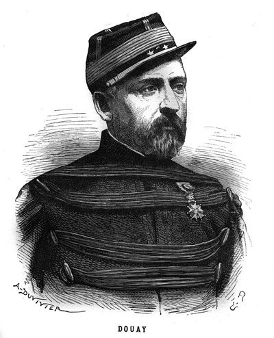 Portrett av Abel Douay (1809-1870), en fransk general. Gravering i «Les Illustrations De L