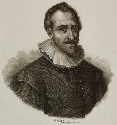 Portrett av Adam de Craponne (1526-1576), fransk ingeniør, gravering av Marchi av French School