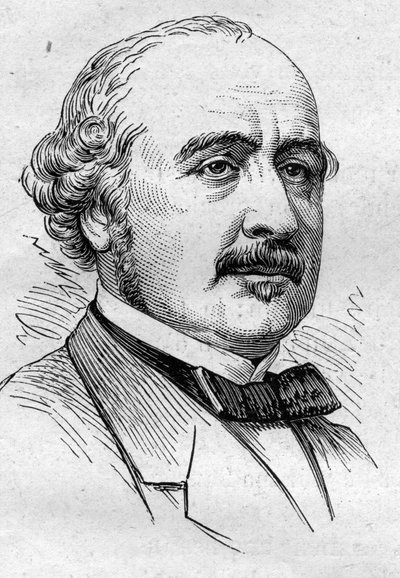 Portrett av Albert de Broglie (1821-1901), fransk politiker, diplomat, historiker, essayist og akademiker. Gravering i "" Le Monde Illustré"" nr. 883 av 14. mars 1874. av French School