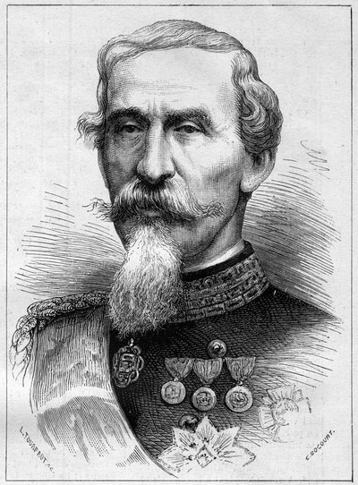 Portrait of Alfonso Ferrero de La Marmora (Lamarmora) (1804 - 1878) general and Italian politician. Engraving in “” Le Monde Illustré”” n°1085 of 19 January 1878. av French School