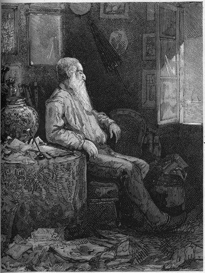 Portrett av Alphonse Karr (1808-1898), fransk romanforfatter og dramatiker. Gravering i "" Le Monde Illustré"" nr. 1122 av 28. september 1878. av French School