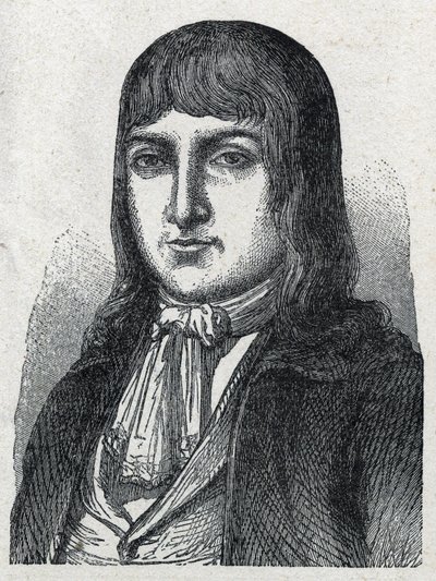 Portrait of Amateur Jerome Le Bras des Forges, knight of Boishardy (Bois hardy or Bois-Hardy), Chef chouan of the French revolution (1762-1795) Engraving of 1889. Private collection. av French School