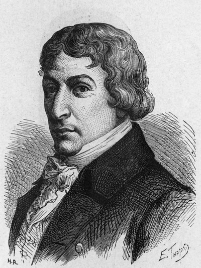 Portrett av Ami (Aime) Argand (1755-1803), sveitsisk fysiker. - i "" Album de la Science; berømte vitenskapsmenn; Grandes funn""" 1896. av French School