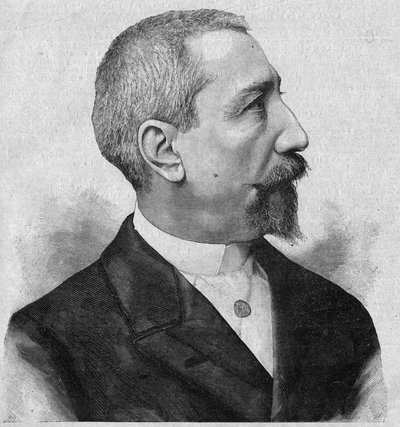 Portrett av Anatole France (1844-1924), fransk romanforfatter og poet, medlem av Academy Francaise. Gravering i «La gazette du dimanche»» av 6. februar av French School