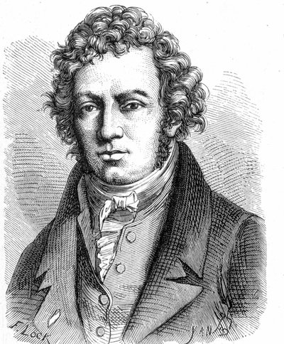 Portrett av André Marie Ampère (1775 - 1836), fransk fysiker - i "" Album de la Science; berømte vitenskapsmenn; Store funn""" 1896. av French School