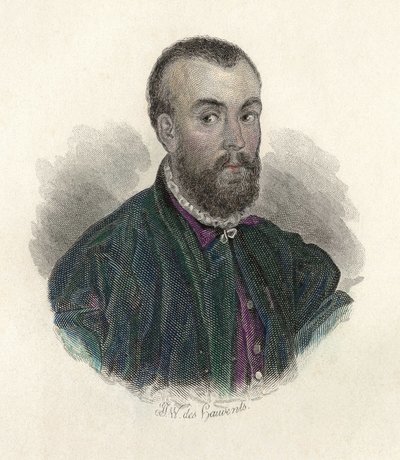 Portrett av Andre Vesale (1514-1564), en flamsk lege som praktiserte i Spania og Italia. i «Portraits des Hommes Useful» av French School