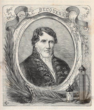 Portrett av Antoine Cesar Becquerel (1788-1878), fransk fysiker - Gravering i "Sciences à la gratete de tous - populær fysikk og kjemi" av Alexis Clerc - Slutten av 1800-tallet - Privat samling av French School