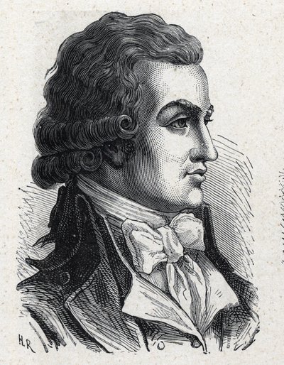 Portrett av Antoine Pierre Joseph Marie Barnave (1761-1793) fransk politiker. Gravering fra 1889. Privat samling. av French School