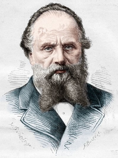 Portrait of Aristide Boucicaut (1810-1877), French trader, director of the department stores of Bon Marche. Engraving in “” Le Monde Illustré”” n°1082 of 5 January 1878. av French School