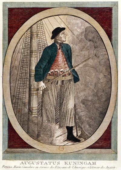 Portrett av Augustus Kuningan, en amerikansk pirat aktiv under uavhengighetskrigen, ca. 1780 av French School