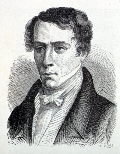 Portrett av Augustin Fresnel (1788-1827), fransk fysiker - i "" Album of Science; berømte vitenskapsmenn; Store funn""" 1896. av French School
