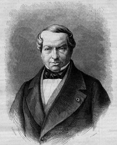 Portrett av baron James de Rothschild (1792-1868), tysk bankmann. Gravering i "" Le Monde Illustré"" nr. 298 av 27. desember 1862. av French School