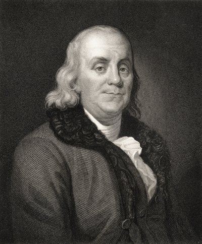 Portrett av Benjamin Franklin (gravering) av French School