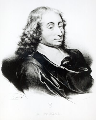 Portrett av Blaise Pascal (1623-62) gravert av Francois Seraphin Delpech (1778-1825) av French School