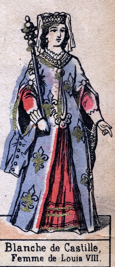 Portrait of Blanche de Castille (1188-1252), wife of Louis VIII of France. (Capetian dynasty). Illustration late 19th century. av French School