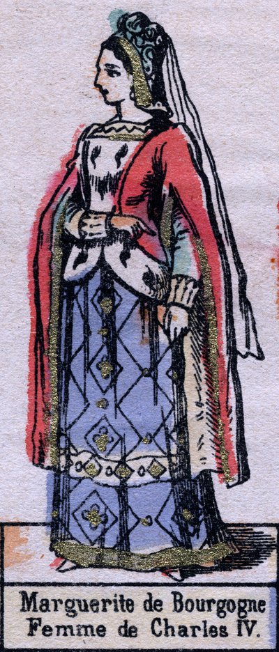 Portrett av Blanche av Burgund (ca. 1296-1326), kone til Charles IV av Frankrike. (Kapetisk dynasti). Illustrasjon sent på 1800-tallet. av French School